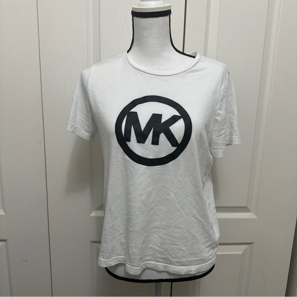 Michael Kors Women's Cotton Logo T-Shirt White Size Petite Medium